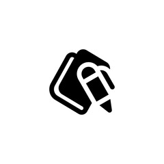 pen book note glyph solid style icon and illustration - vector