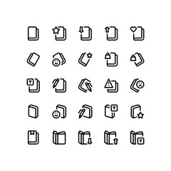 Set of book store, book outline style icon and illustration - vector