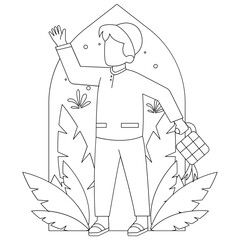 Say Hai Eid Al-Fitr 2D Outline Illustrations