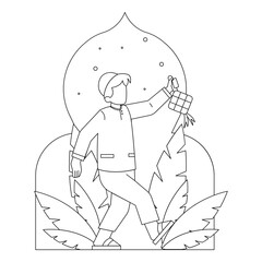 Iftar Food Eid Al-Fitr 2D Outline Illustrations