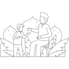 Father 2 Eid Al-Fitr 2D Outline Illustrations