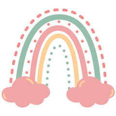 Rainbow Boho Shape with cloud illustration for decoration Web Design, Poster, Brochure, Printing, Advertisement, etc.