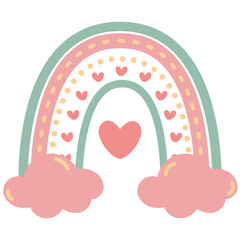 Rainbow Boho Shape with cloud illustration for decoration Web Design, Poster, Brochure, Printing, Advertisement, etc.