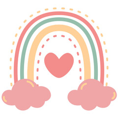 Rainbow Boho Shape with cloud illustration for decoration Web Design, Poster, Brochure, Printing, Advertisement, etc.