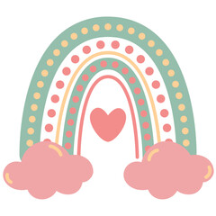 Rainbow Boho Shape with cloud illustration for decoration Web Design, Poster, Brochure, Printing, Advertisement, etc.