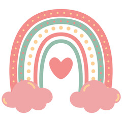 Rainbow Boho Shape with cloud illustration for decoration Web Design, Poster, Brochure, Printing, Advertisement, etc.