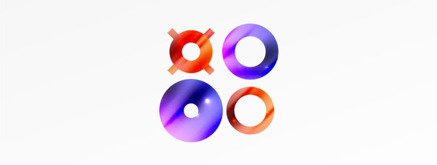 Minimal geometric abstract background. Shiny and glossy circle, line and round shapes design. Trendy techno business template for wallpaper, banner, background or landing