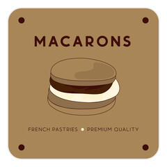 Simple macaron homemade, macaron shop and bakery, pastry logo, badges, labels, icons and signs.