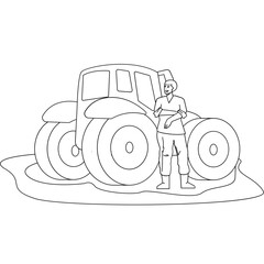 Tractor Spring 2D Outline Illustrations