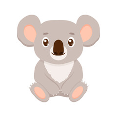 Cute koala in cartoon style. Vector baby animal isolated on white.