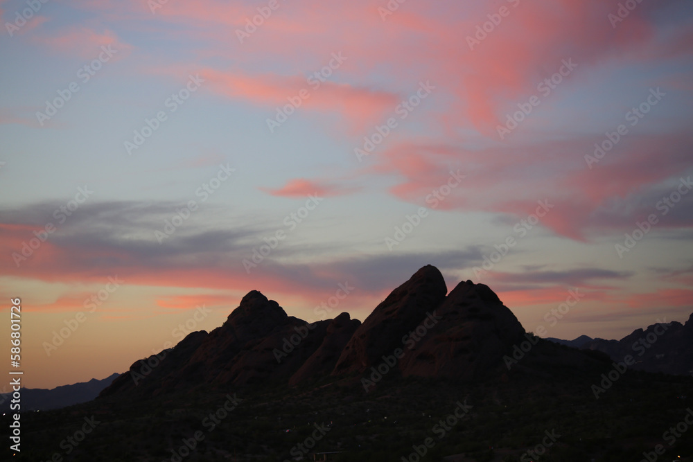 Sticker sunset over the mountains