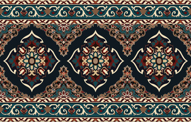 Tribal vector ornament. Seamless African pattern. Ethnic carpet with chevrons. Aztec style. Geometric mosaic on the tile, majolica. Ancient interior. Modern rug. Geo print on textile.ikat pattern