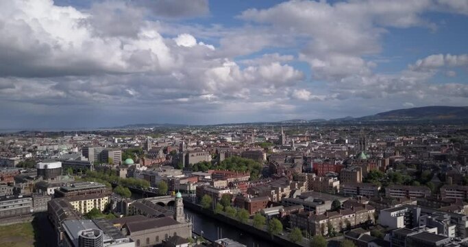 4k aerial drone shots of Dublin city. Capital of Ireland. Area Smithfield and Stoneybatter. 4k, 29.97fps.