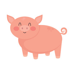 Cheerful piglet standing in farm