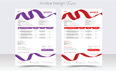 Minimal Corporate Business Invoice design template vector illustration bill form price invoice. Creative invoice template vector. business stationery design payment agreement design template