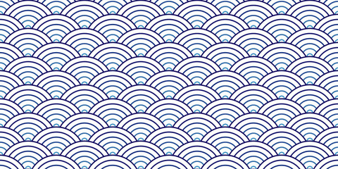 Japanese wave seamless pattern in ombre blue, traditional repeat background for wrapping paper, fabric , backdrop or other prints.