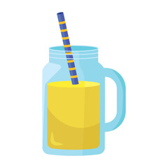 Refreshing beverage in glass with fruits