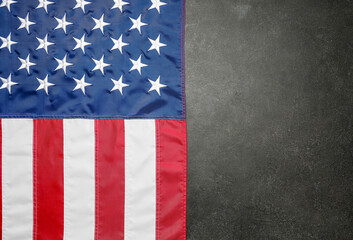 Fototapeta premium USA flag on dark background. Memorial Day celebration