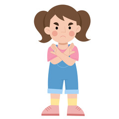 Obraz premium Illustration of little girl with refusing gesture