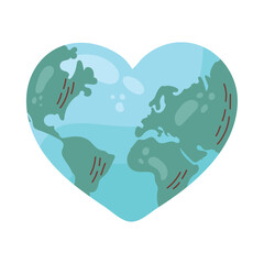 planet map design on heart shape