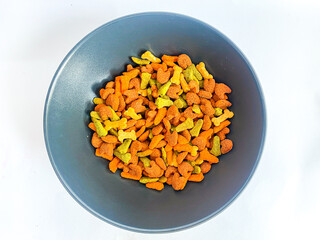 Dog food ready to eat on the white  background