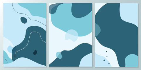 Modern art. Abstract cover template. Set of minimalist hand drawn fluid shapes background.