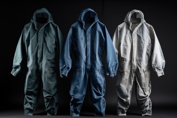 A set of colorful disposable coveralls. Generative AI.
