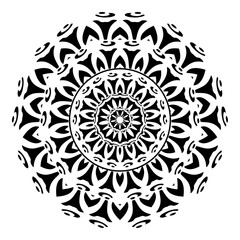 Decorative monochrome ethnic mandala pattern. Anti-stress colouring book page for adults. Hand drawn illustration