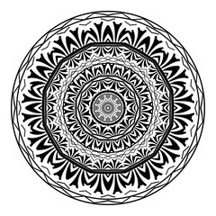 Monochrome mandala design. Anti stress coloring page for adults. Hand drawn vector illustration