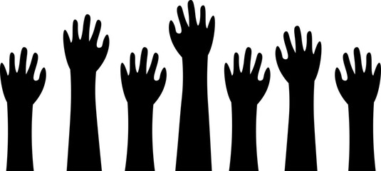 Fototapeta premium Minimalist Raised Hands Flat Vector Illustration Silhouette