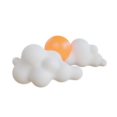 Weather symbol. sun and cloud. white cloud with a sun on it. 3d illustration of Weather icon
