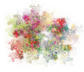 Abstract illustration of colorful flowers in full bloom.