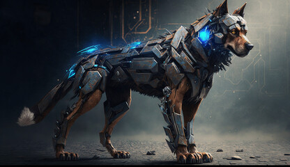 Fototapeta na wymiar A dog Transformers cyborg generate ai 