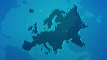 Europe Map Digital Business Background - Powered by Adobe