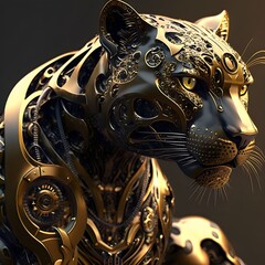 Metal panther in steampunk style