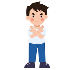 Illustration of a little boy with a reject gesture