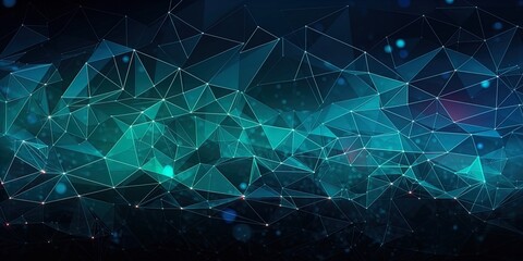 Teal Gradient Digital Polygons: A Network Grid Fusion background wallpaper in 8K created with generative ai technology