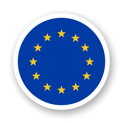 Flag of Eurounion flat icon. Round vector element with shadow underneath. Best for mobile apps, UI and web design. - obrazy, fototapety, plakaty