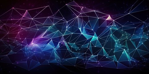 Blue purple Gradient Digital Polygons: A Network Grid Fusion background wallpaper in 8K created with generative ai technology