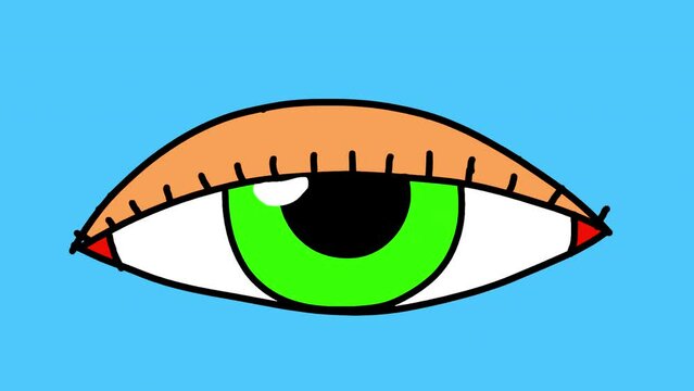 Cute cartoon eye looking around and blinking. Perfect for adding a touch of fun to any project or design. 2d looped animation with alpha channel