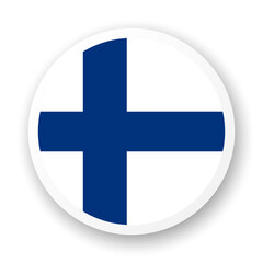 Obraz premium Flag of Finland flat icon. Round vector element with shadow underneath. Best for mobile apps, UI and web design.