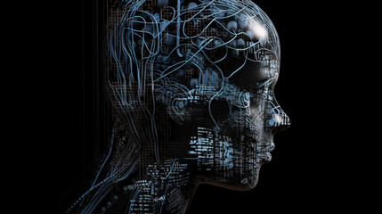 Obraz premium Technological Brain Interface and Android Integration in Information Technology