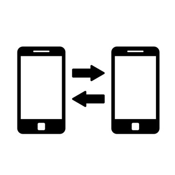 mobile phone data transfer icon flat vector illustration logo clipart