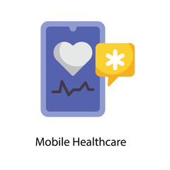 Mobile Healthcare Vector Flat Icons. Simple stock illustration stock