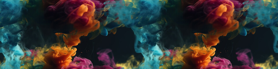 Obraz premium Awe-inspiring photography of stunningly colorful smoke set against a sleek black background.