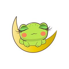 Cute baby frog in cartoon style. Vector illustration.