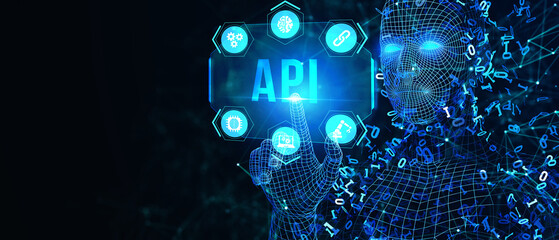 API - Application Programming Interface. Software development tool. Business, modern technology, internet and networking concept. 3d illustration