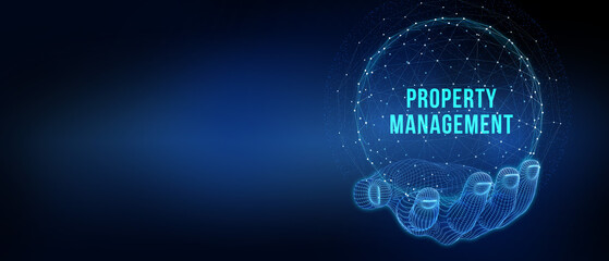PROPERTY MANAGEMENT inscription, new business concept Business, Technology, Internet and network concept. 3d illustration