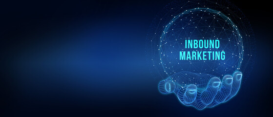 Business, technology, internet and network concept. Virtual screen of the future and sees the inscription: Inbound marketing. 3d illustration