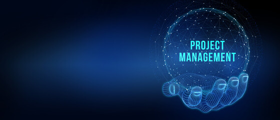 Project management concept. Business, Technology, Internet and network concept. 3d illustration